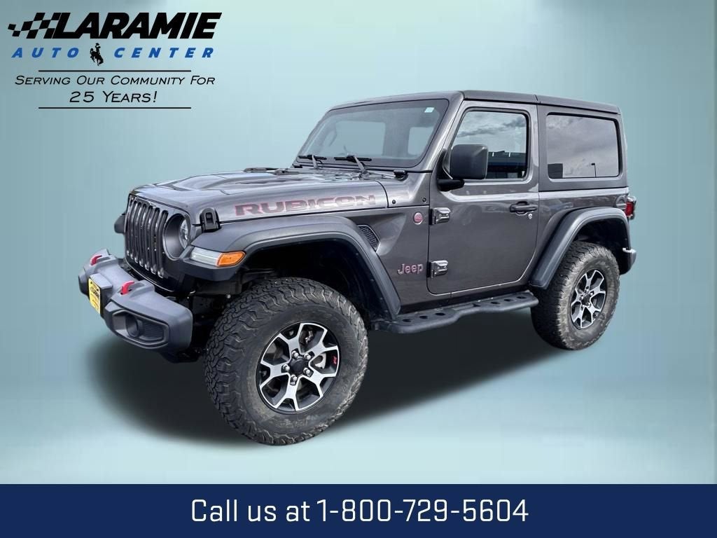 2018 Jeep Wrangler Rubicon 4x4 in Gray — front three-quarter view