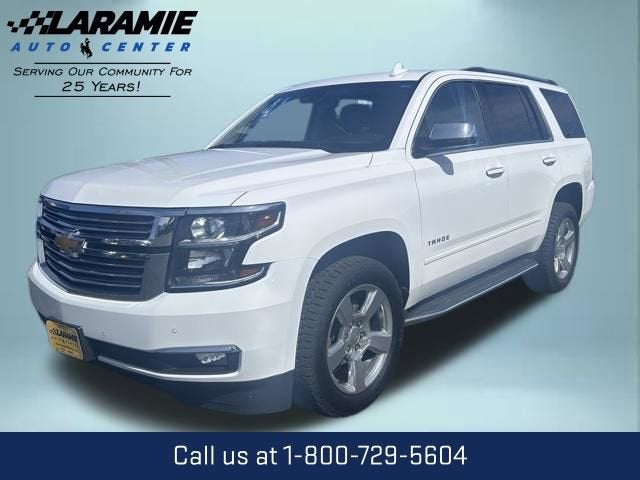 2019 Chevrolet Tahoe Premier in Summit White — front three-quarter view