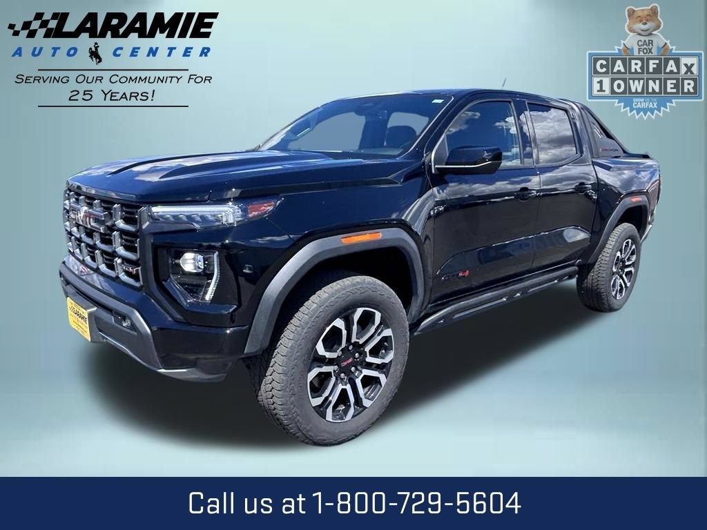 2025 GMC Canyon AT4 in Onyx Black — front three-quarter view