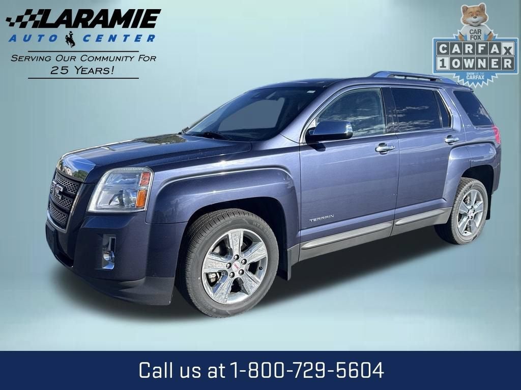 2014 GMC Terrain SLT in Atlantis Blue Metallic — front three-quarter view