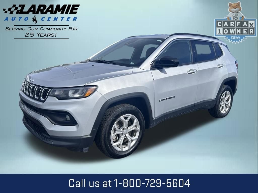 2024 Jeep Compass Latitude in Silver — front three-quarter view