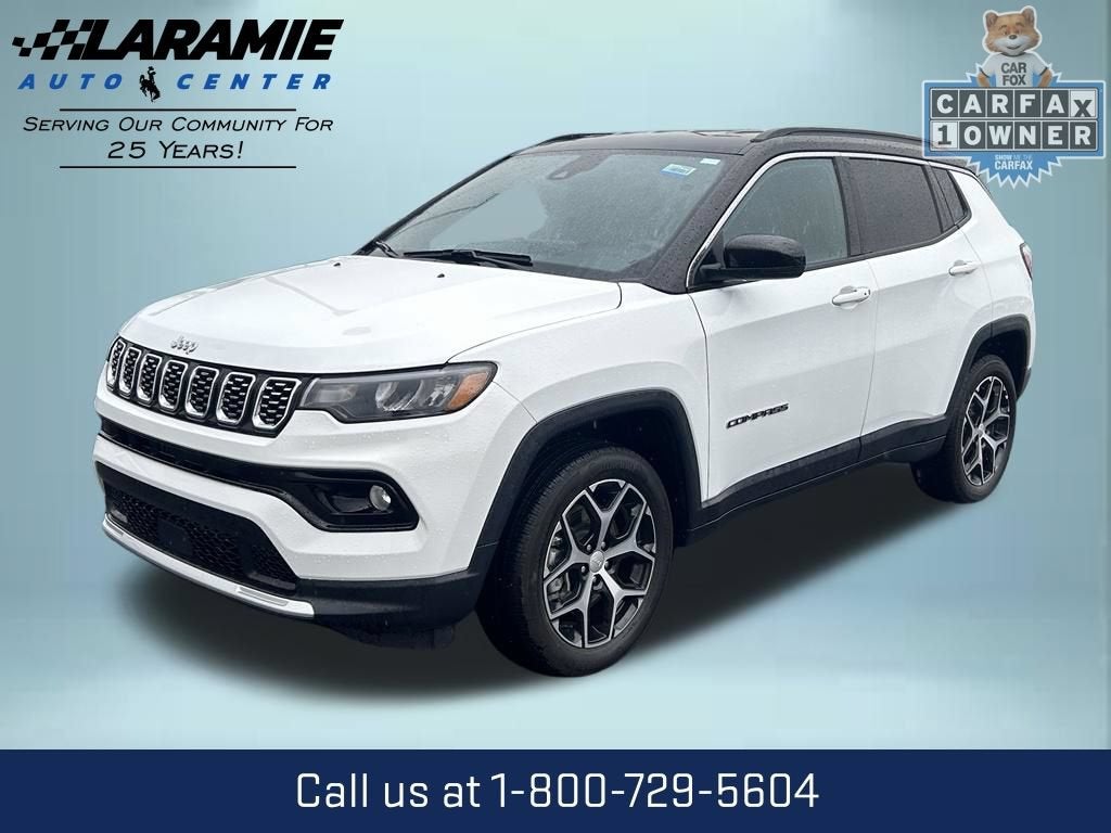 2024 Jeep Compass Limited in White — front three-quarter view