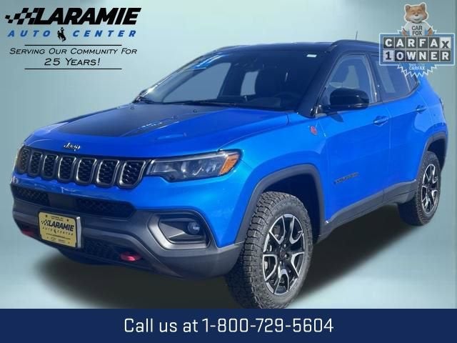 2025 Jeep Compass Trailhawk 4x4 in Blue — front three-quarter view