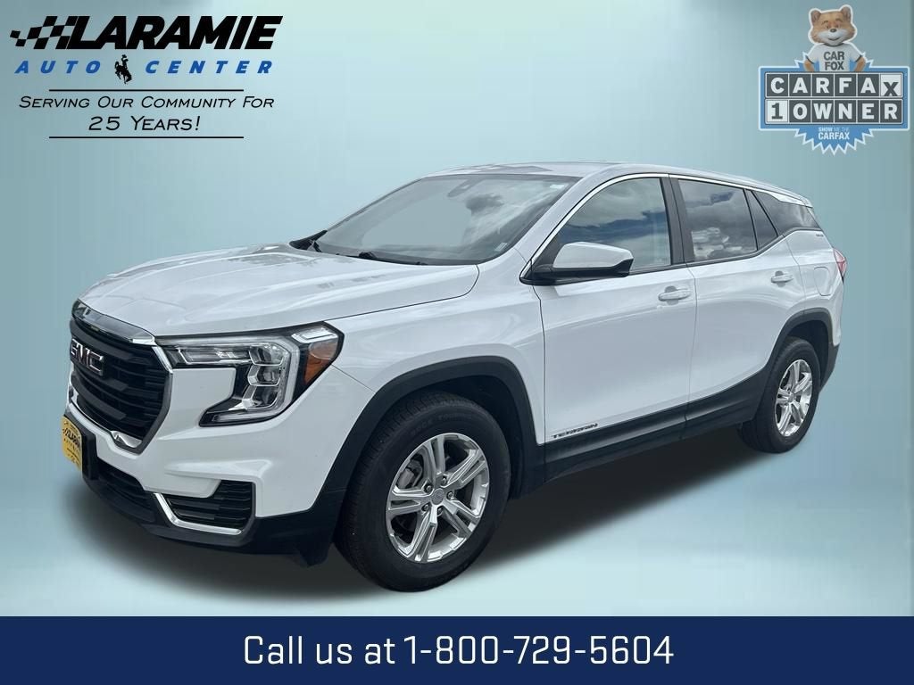 2024 GMC Terrain SLE in Summit White — front three-quarter view