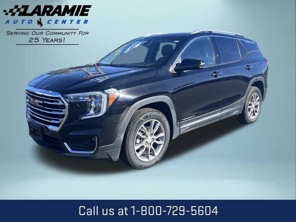 2024 GMC Terrain SLT in Ebony Twilight Metallic — front three-quarter view