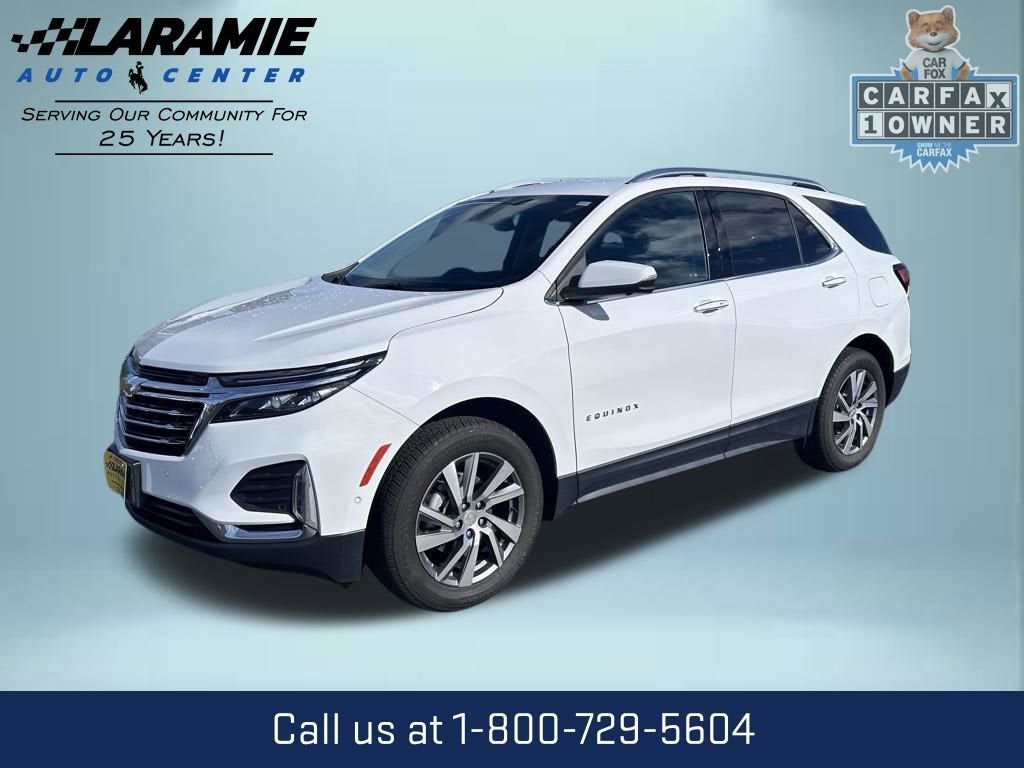 2024 Chevrolet Equinox Premier in Summit White — front three-quarter view